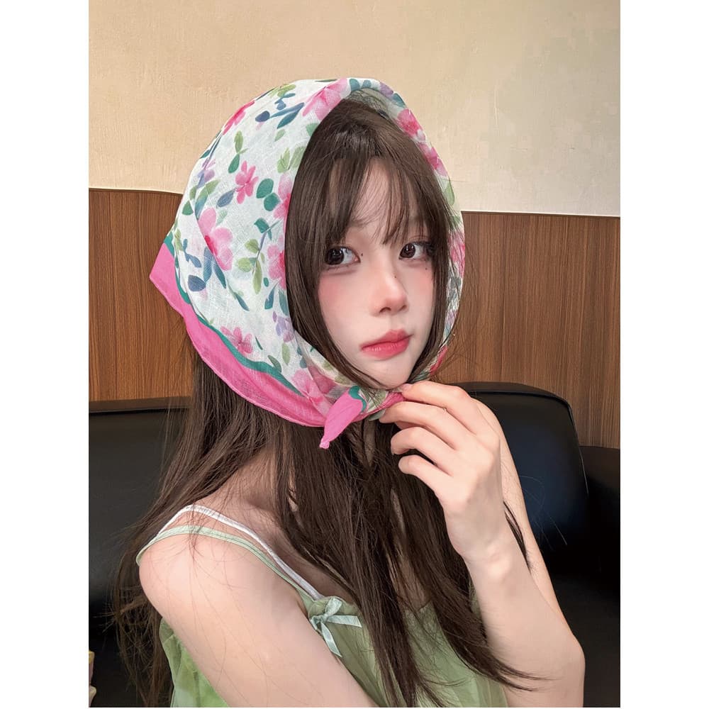 2026 novo estilo protetor solar pequena flor fresca lenço Floral feminino primavera verão literário Retro decoração esti