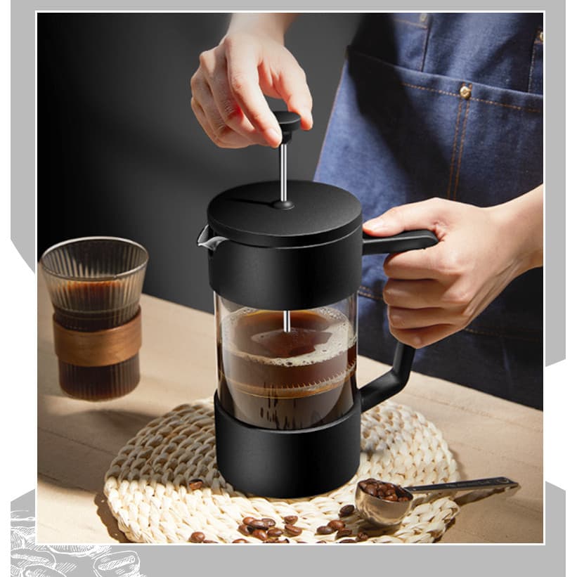 Pote de prensa francesa engrossado, vidro de borosilicato alto, prensa francesa doméstica, aparelho de café, máquina de