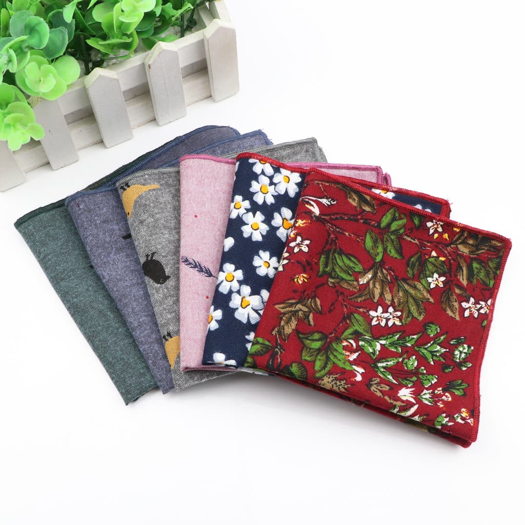 ZONFAZ Novo Estilo Lenço De Algodão Bonito Cartton Pássaro Pena Lenços Rosa Bule Bolso Masculino Quadrados Flor