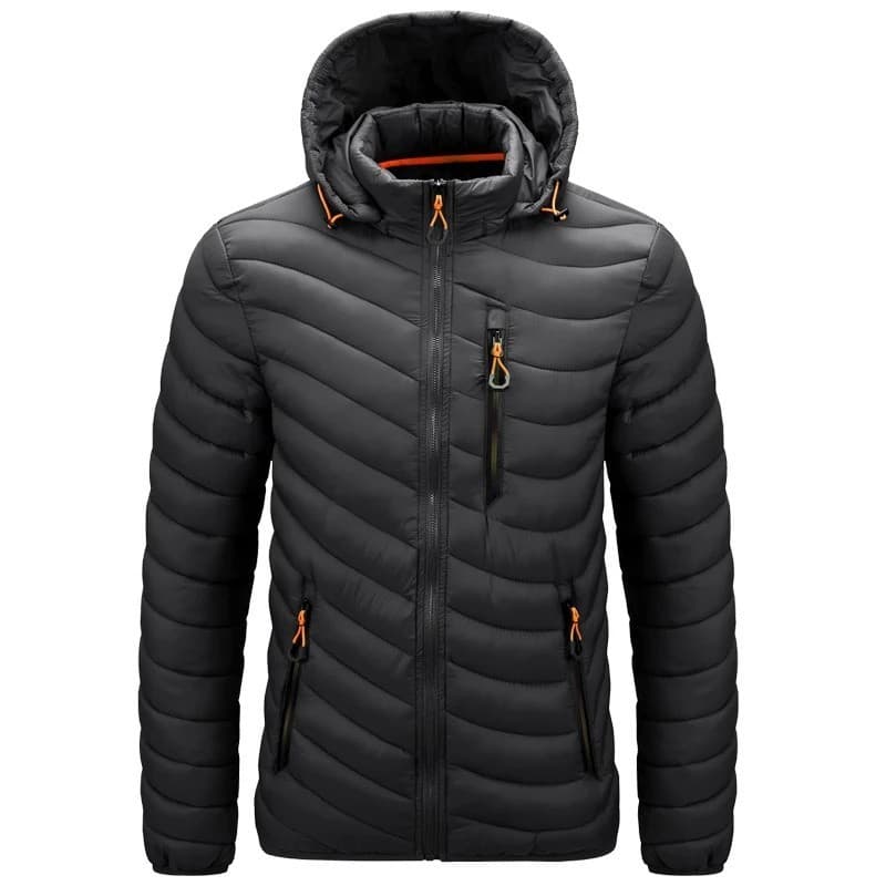 Jaqueta Masculina Leve De Inverno Para Uso Externo Com Capuz Casual De Algodão Exterior