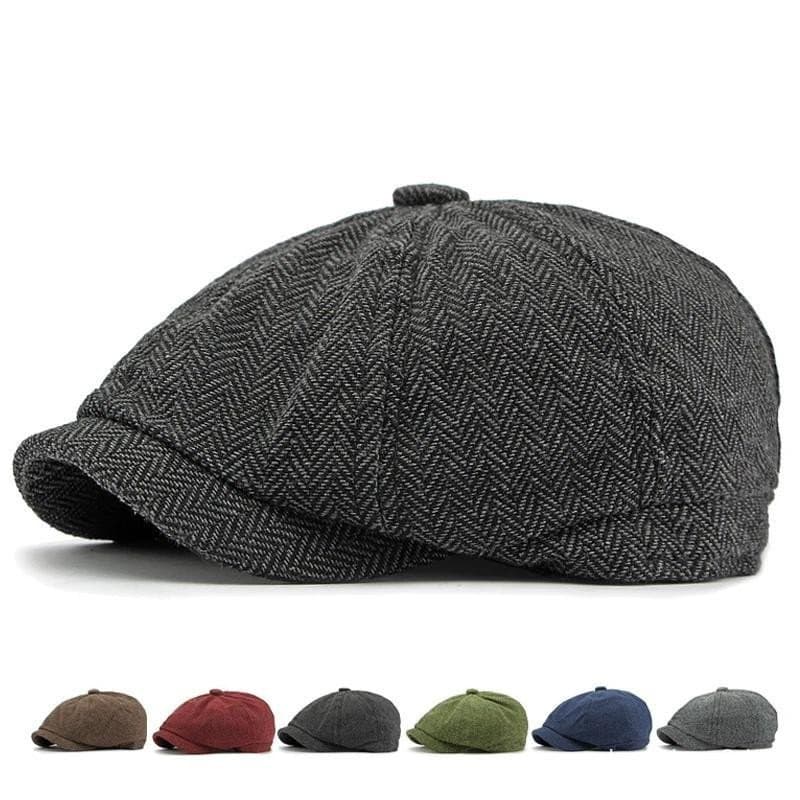 Boné Plano De Sarja Para Homens E Mulheres , Espinha De Peixe , Estilo Britânico , Chapéu Octogonal , Sólido , Verde , V