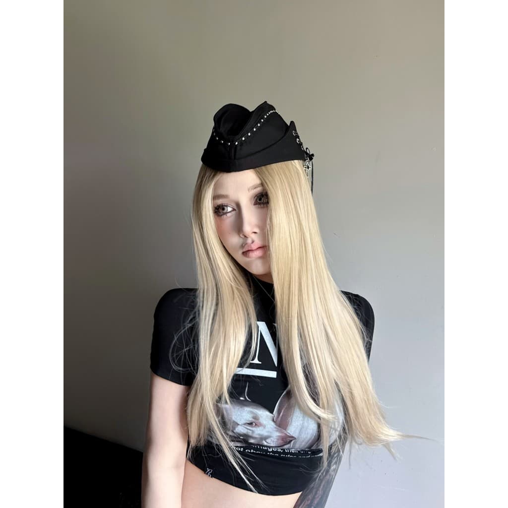 Nicho série escura estilo gótico Punk Retro rebites chapéu de marinheiro feminino estilo marinho boina barco chapéu prim