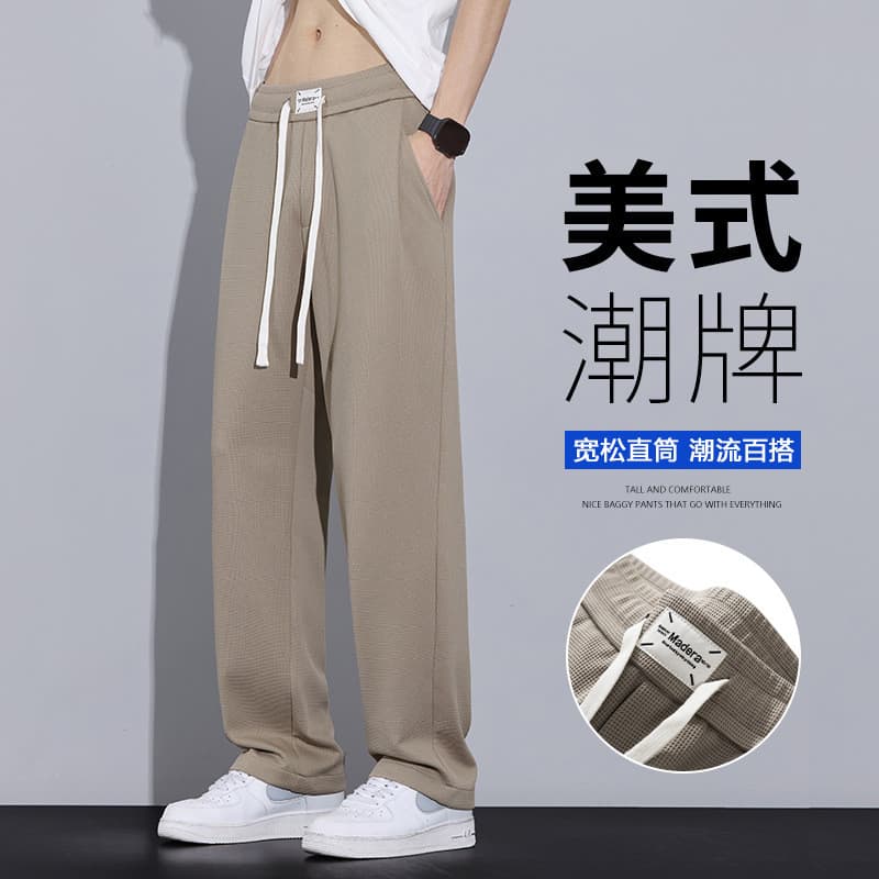 Primavera outono Casual Sweatpants masculino em linha reta solto esportes perna larga calças compridas 2025 novo estilo