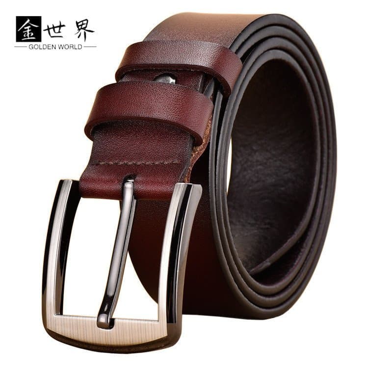 Cinto Masculino de Couro Genuíno SAYI, Cinto Masculino de Couro de Vaca, Cinto Casual com Fivela de Pino, Cinto Masculin