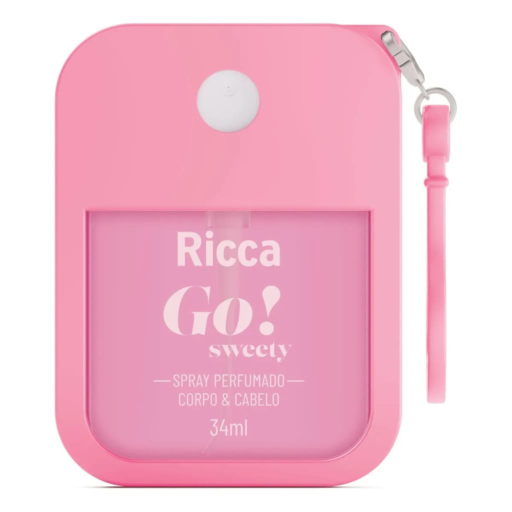 Ricca Go! Sweety Spray Perfumado 34ml Colônia Corporal Fragrância Delicada para Uso Diário
