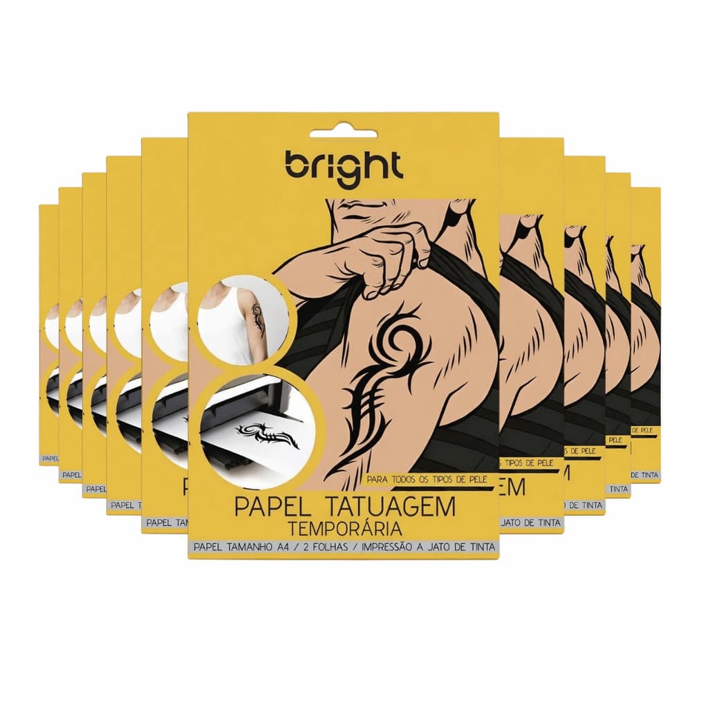 Kit 10 Papel Tatuagem Temporária Folha A4 Jato De Tinta Bright