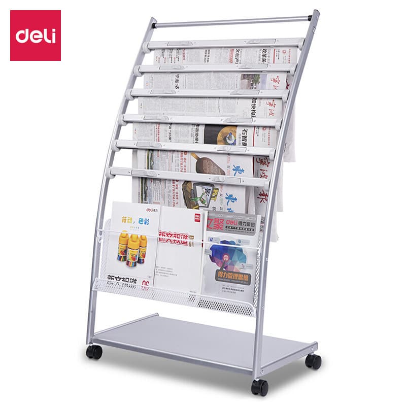 Rack de jornal Deli 9301 Rack de jornal de livro de estilo simples Rack de dados Rack de exibição Rack de revistas Multi