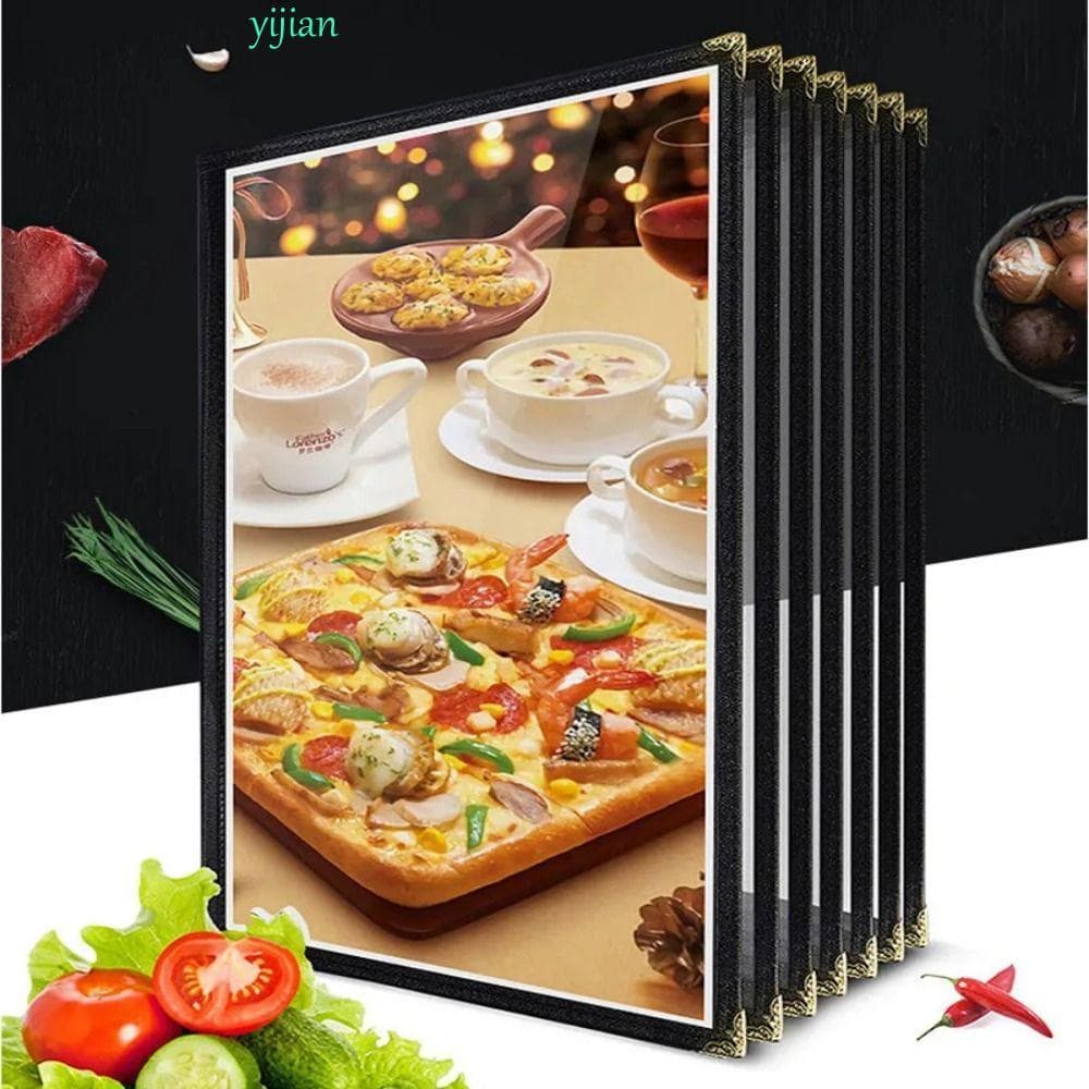 YIJIAN Suporte De Papel De Menu A4 , Capa Transparente De PVC A4 Reutilizável , Livro De Exibição De Preço De Menus Dobr
