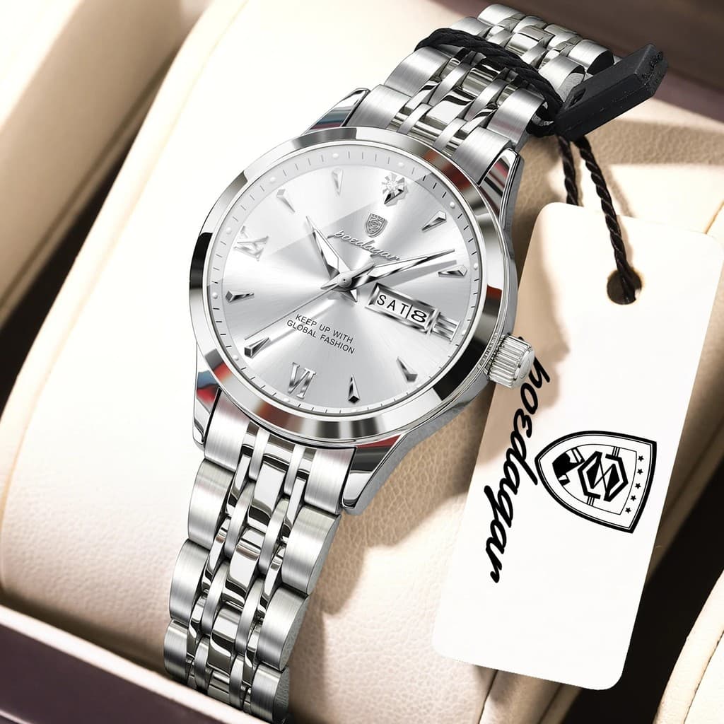 POEDAGAR 504 Caixa De Liga De Luxo Com Pulseira De Aço Inoxidável À Prova D'água Luminosa Relógio Feminino