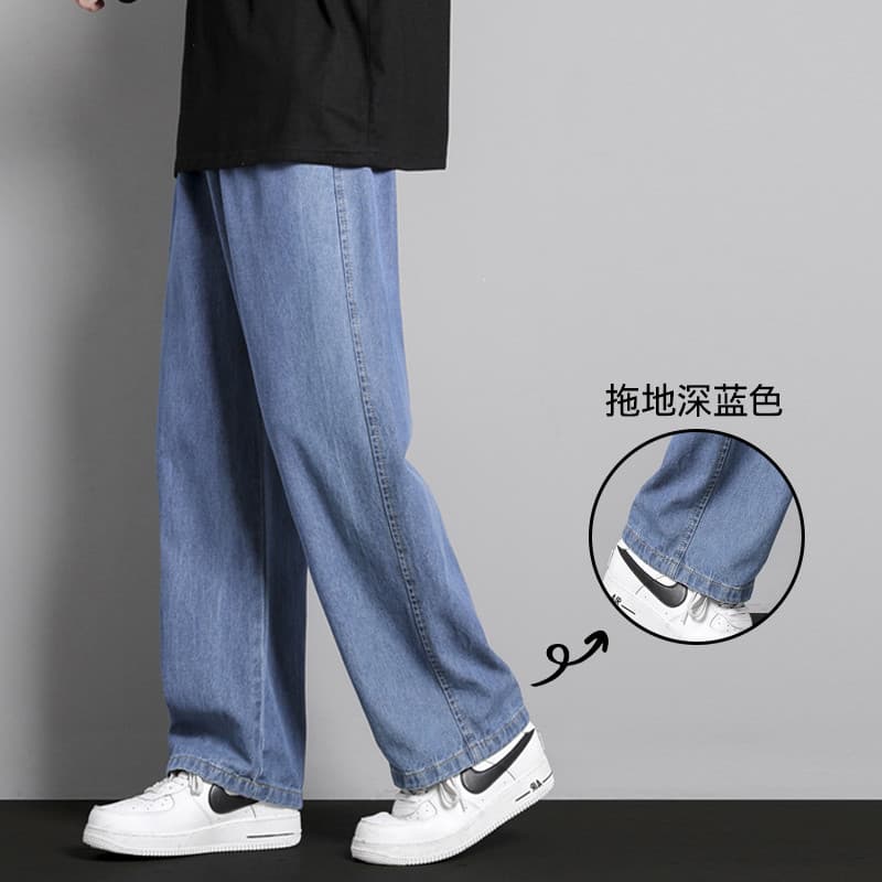 Calças de brim masculinas primavera outono ins na moda solta All-Match americano perna larga adolescente esportes calças