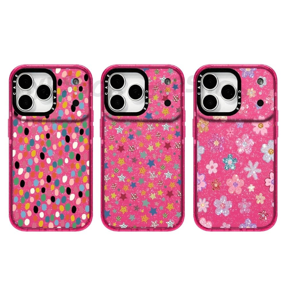 Glitter Macio Colorido Flores Caso De Telefone Para IPhone 17 Pro Max 16 15 14 13 12 11 À Prova De Choque Proteger Embal