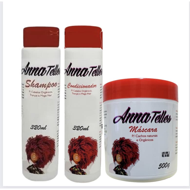 Kit Anna Telles Shampoo 320ml + Condicionador 320ml + Máscara 500g