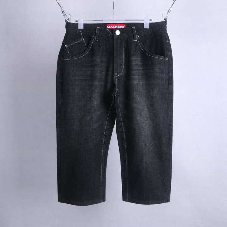 Calças de brim masculinas soltas calças retas homens Denim verão cortado calças cortadas casuais calças de perna média S