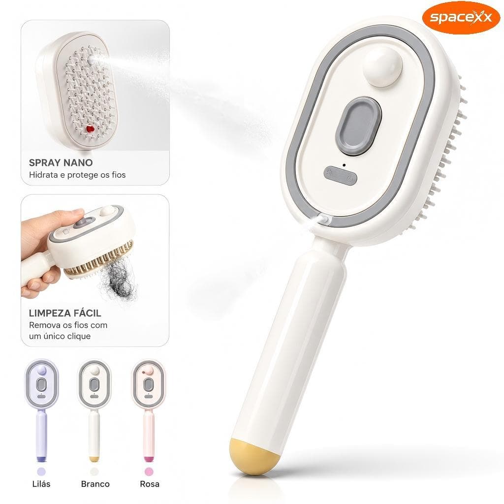 Escova De Cabelo A Vapor Elétrica Spray Massagem Pente Anti-Estático Auto-Limpeza Aplicador De Óleo-Spacexx