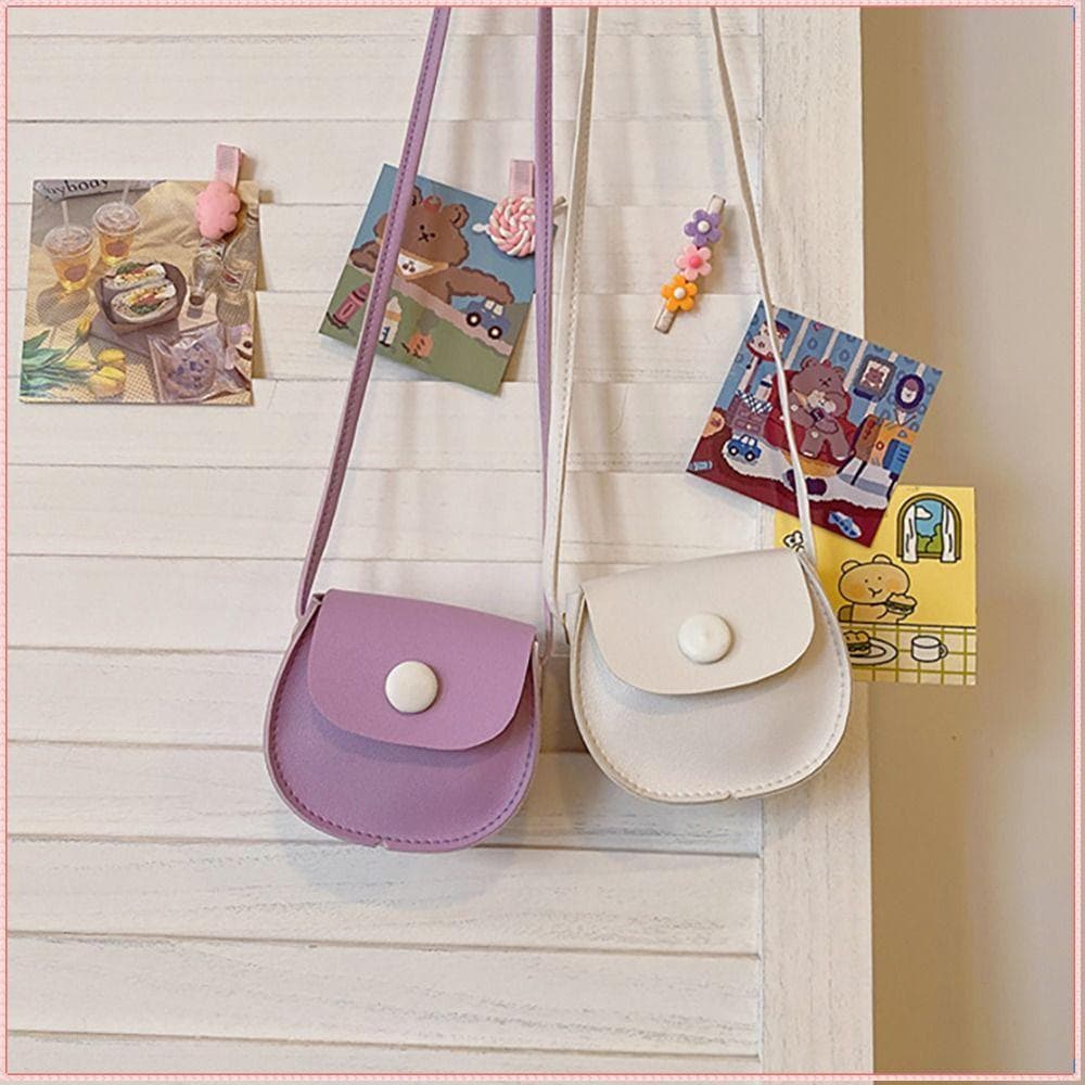 Bolsa De Couro  Cross Body Bag , Estilo Coreano PU , Mini Portátil De Cor Lisa E Fofa Para Meninas