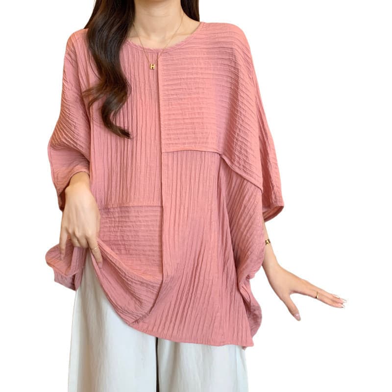 Plus Size roupas femininas novo Design Casual costura mais magro olhar irmã gorda cobrindo carne estilo ocidental manga