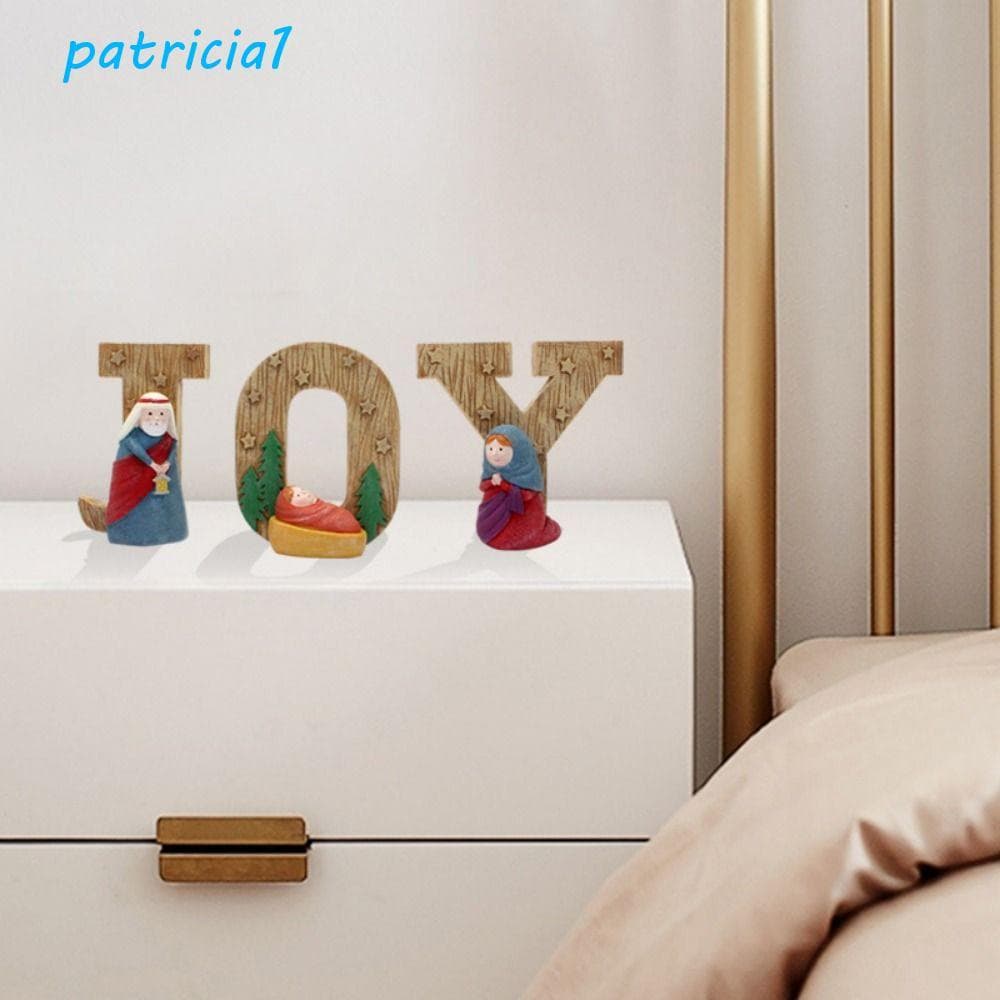 PATRICIA1 4 Pçs/set Estátua De Letras Em Inglês , Enfeites Clássicos De Manjedoura De Natal Duráveis , Decorativos