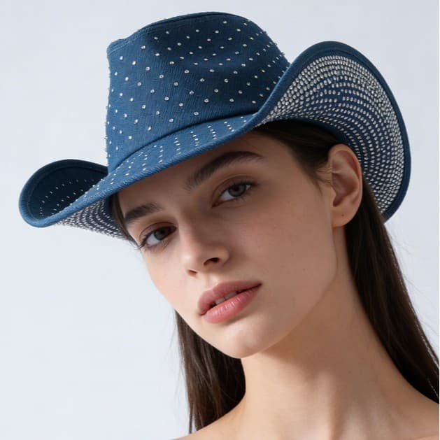 Alta qualidade brilhante estilo cowboy ocidental chapéu de festa cheio diamante ocidental cowboy chapéu camurça superior