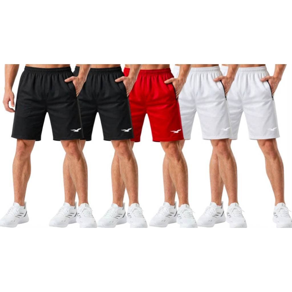 Kit 5 Bermudas Masculina em Chimpa com Bolsos Zíper Treino Academia