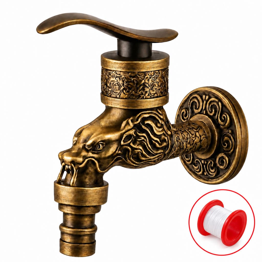 Torneira De Tanque Jardim Varanda Cozinha Designe Dragão Bronze Área Externa Interna  1/2