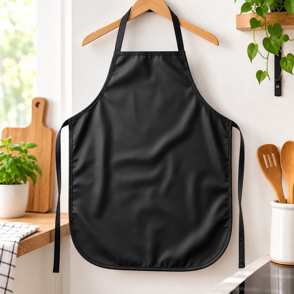 Avental Preto PVC impermeável liso 61x46 cm para cozinha, sem bolso