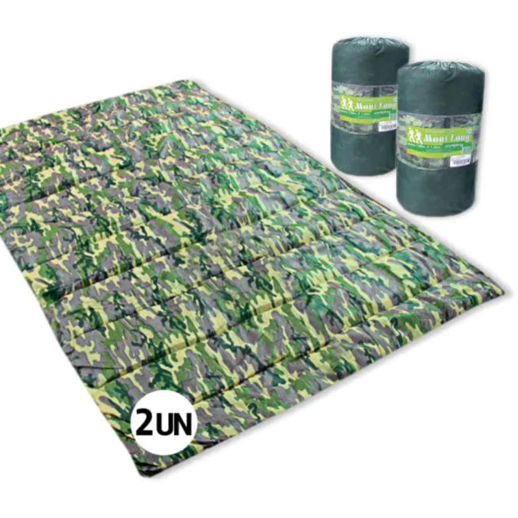 Kit 2 Colchonetes Casal Camuflado Para Camping Trilha Retiro 190x130cm - Mont Long