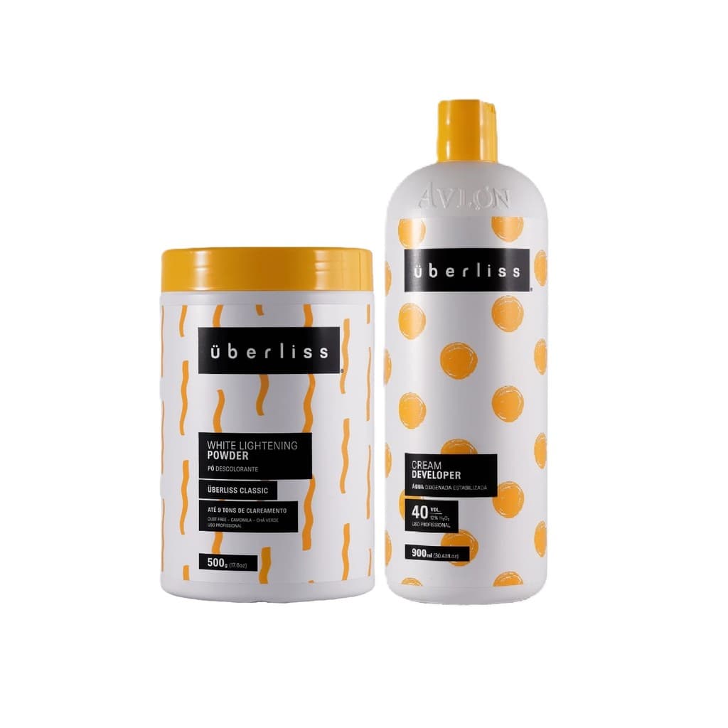Kit Avlon Uberliss - White Lightening Powder Pó descolorante 500g + Água Oxigenada Estabilizada 40 Vol. 900ml