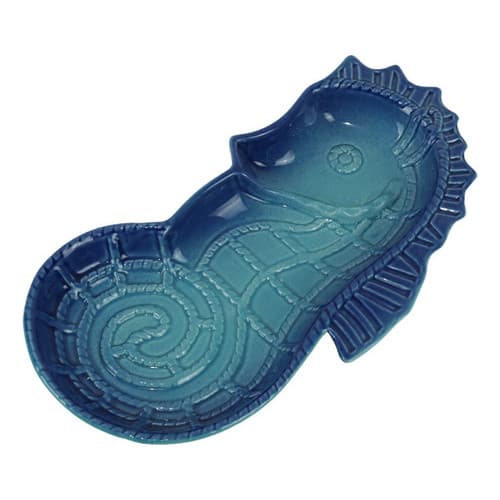 Petisqueira Travessa Cavalo marinho Azul - Porcelana Mesa Posta
