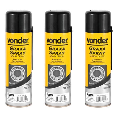 Kit 3 Graxas Spray Branca à Base de Lítio 300ml /200g Vonder