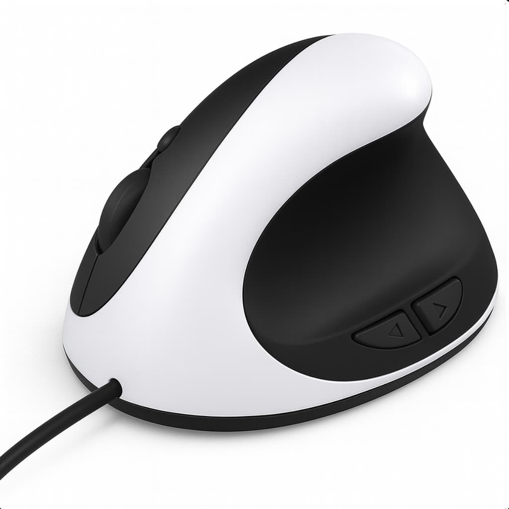 Mouse Ergonômico Com Fio Vertical Conforto 6 Botões 1600 Dpi Cor Preto Usb