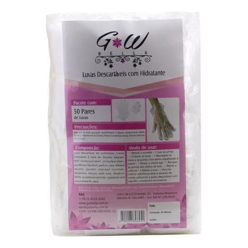 50 Pares De Luvas E 50 De Botas C Creme E 50 Toalha Manicure