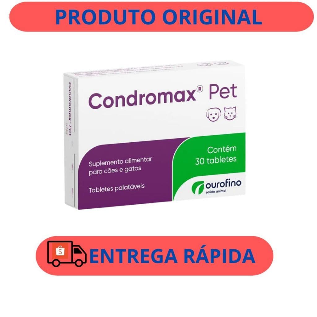 Condromax 30 comprimidos Suplemento Alimentar Cães e Gatos Petshop - Ourofino