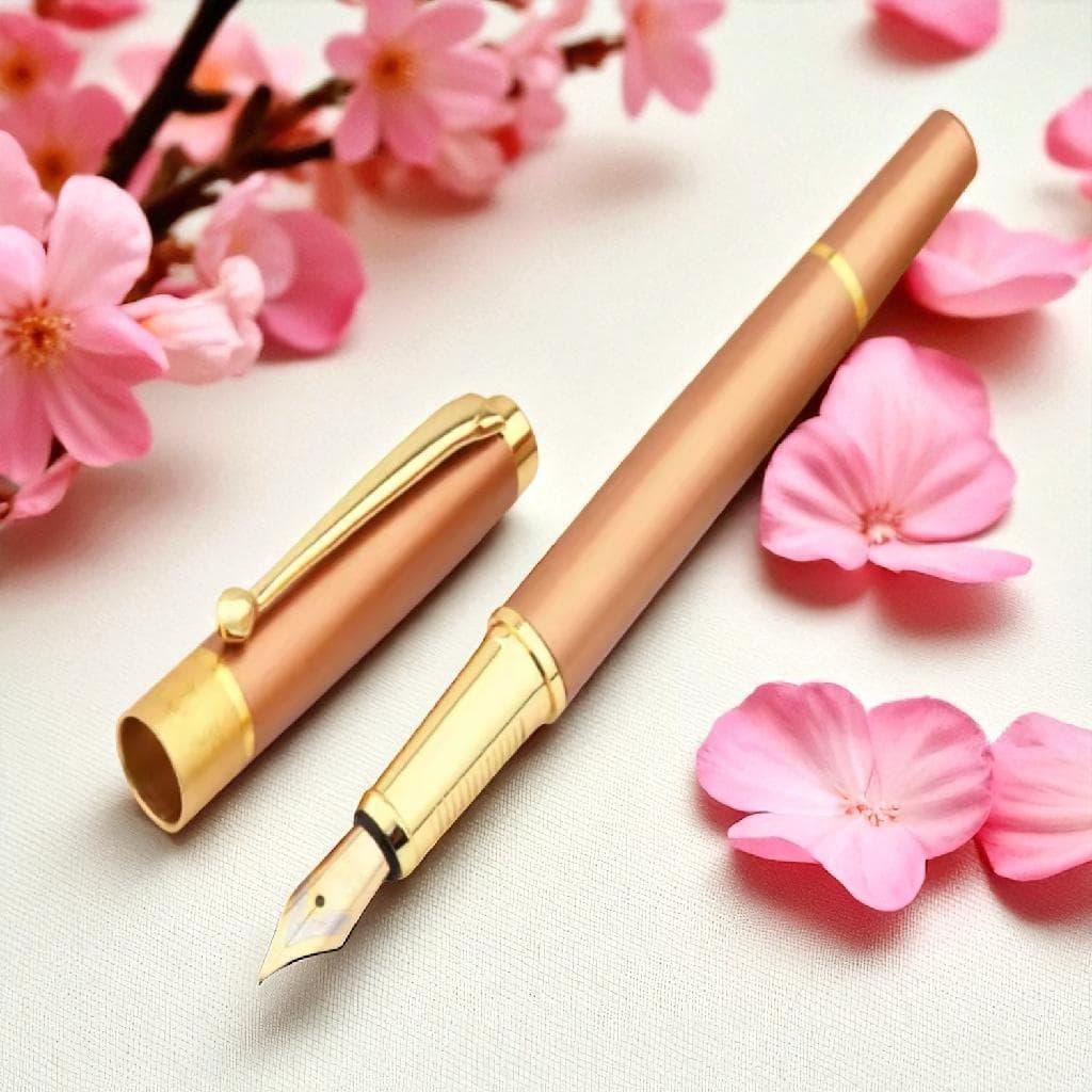 CANETA TINTEIRO PENA ROSE GOLD PREMIUM 0,5MM PRESENTE LUXO