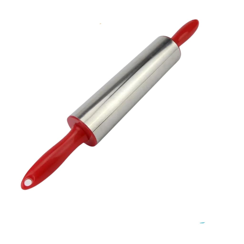Kit 2 Rolo de Massa Inox Multiuso Giratório 360° para Abrir Massa de Pizza Macarrão Profissional