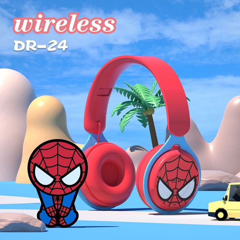 Fones De Ouvido Bluetooth Sem Fio Infantis Disney Marvel , Com Microfone , Homem-Aranha Primitivo E Fone-Masculino