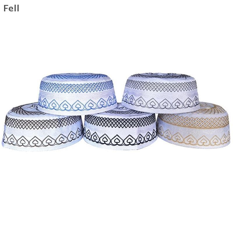 [Fel] Chapéu De Oração Muçulmano Masculino Gorro Islâmico Judaico Árabe Bordado Chapeau Musulman Headwear Venda Quente