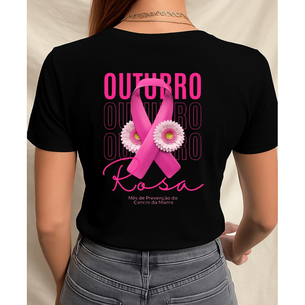 Camiseta Feminina Campanha Conscientização Outubro Rosa Camisa Unissex Envio Imediato