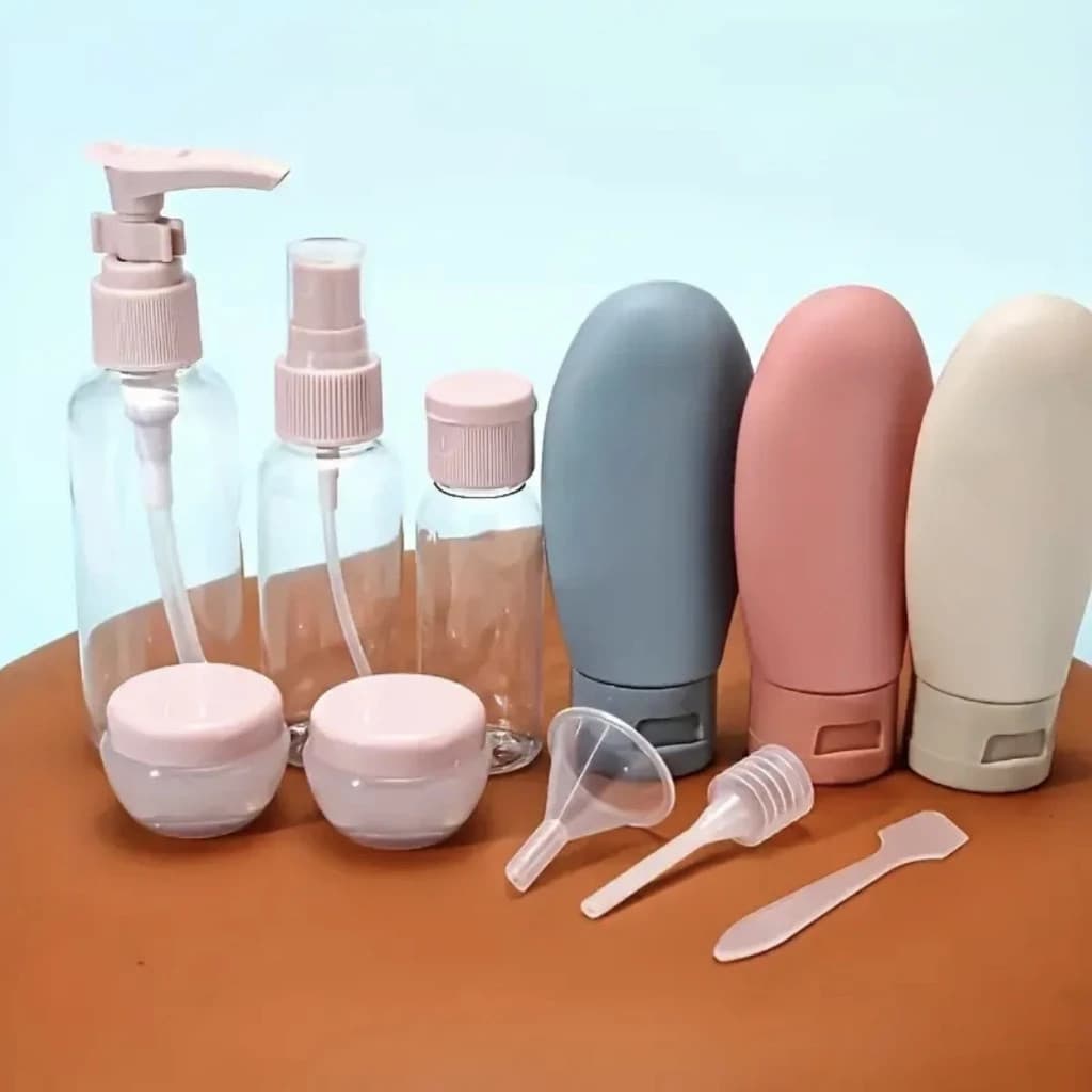 Jogo de frascos reutilizáveis para viagem, 11 peças – leve seus cosméticos com praticidade