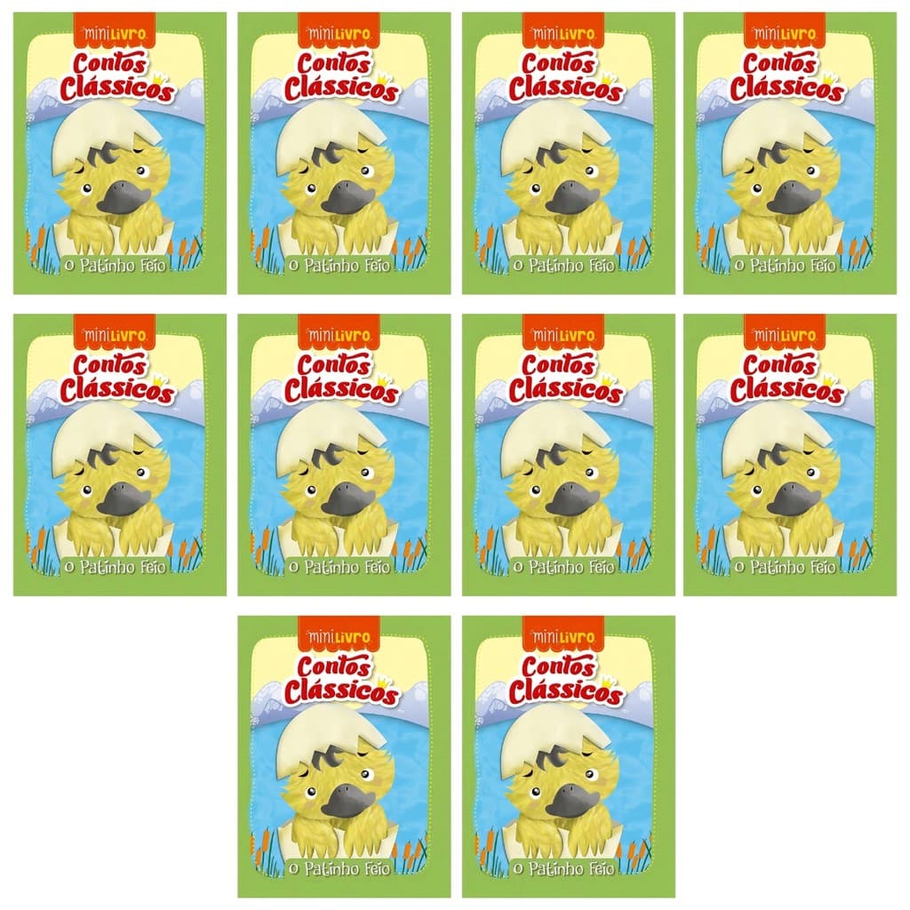 Kit 10 Mini Livros Conto Clássico Infantil - O Patinho Feio - Lembrancinha