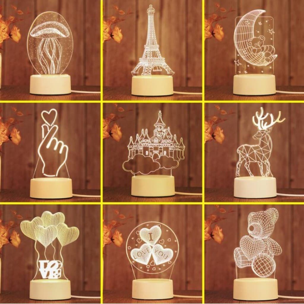 Candeeiro de mesa LED 3D criativo luz noturna decorativa