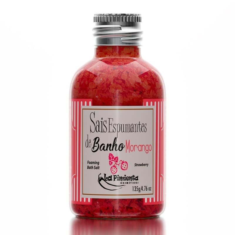 Sais de Banho para Banho Relaxante e Perfumado Aroma de Morango 135g La Pimienta