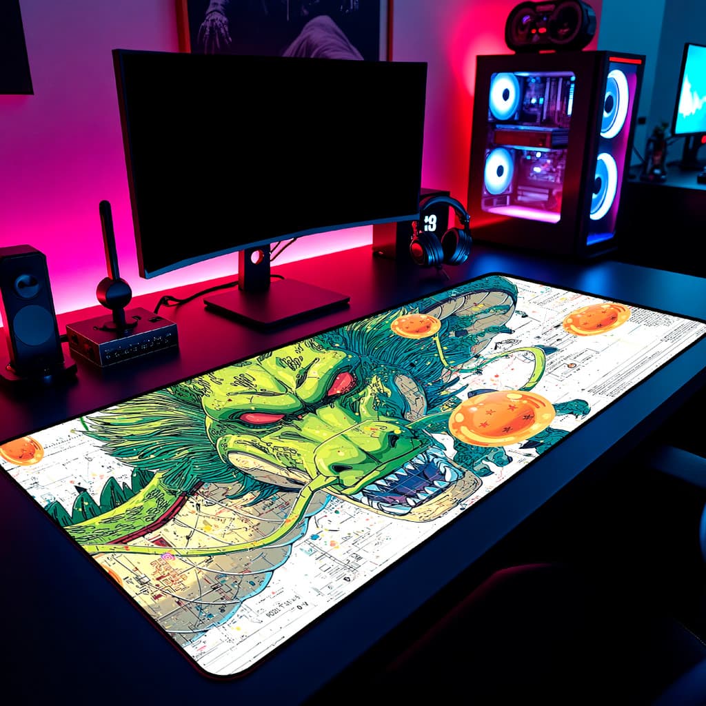 Mouse Pad Gamer Shenlong Dragon Ball 65x30cm / 80x40cm / 90x50cm / 120x60cm / Borda Costurada