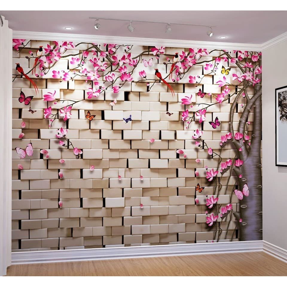 Papel adesivo para sala jardim rosa encantado Sob medida