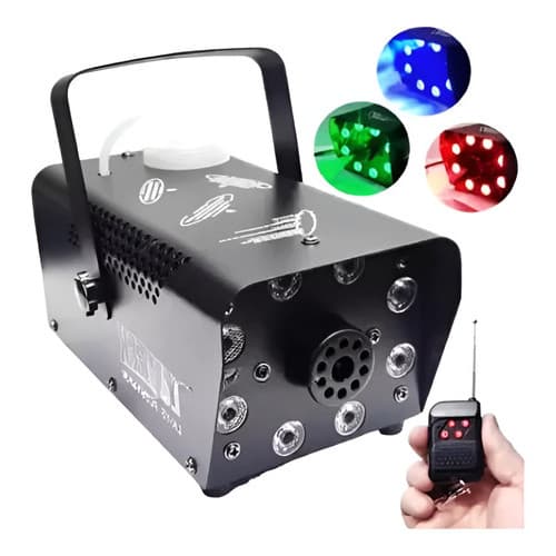 Máquina De Fumaça 750w 8 Led Iluminação Rgb Controle Cor Preto