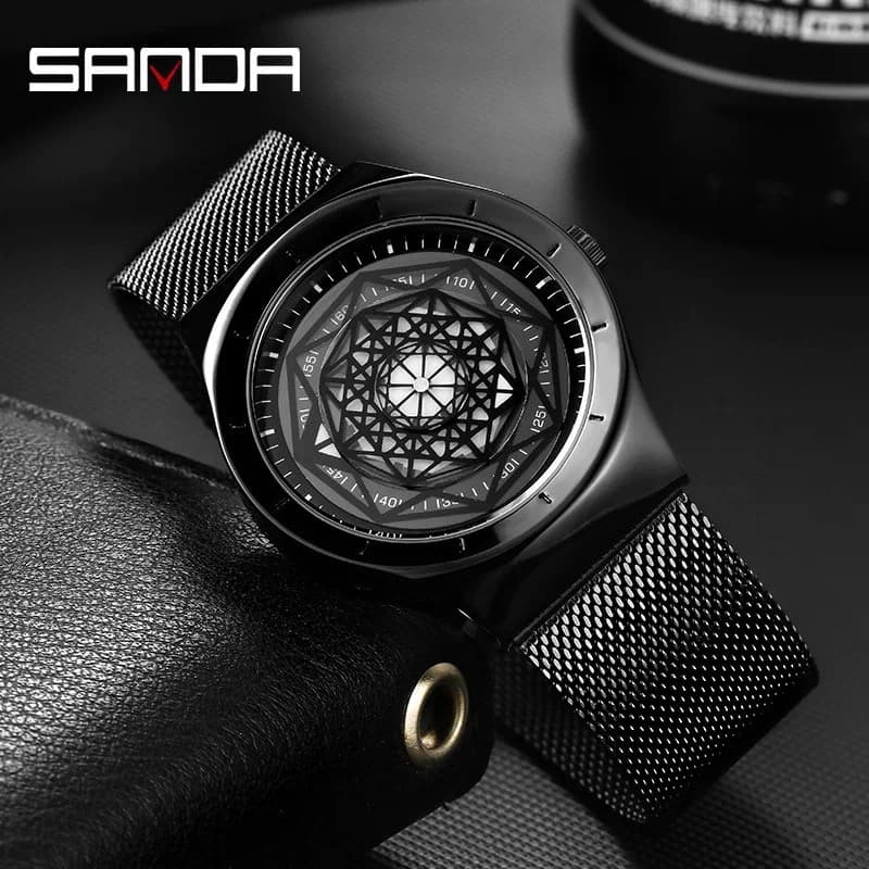 Moda fórmula física relógio sem ponteiro masculino na moda conceito único criativo tecnologia preta vórtice à prova dwat