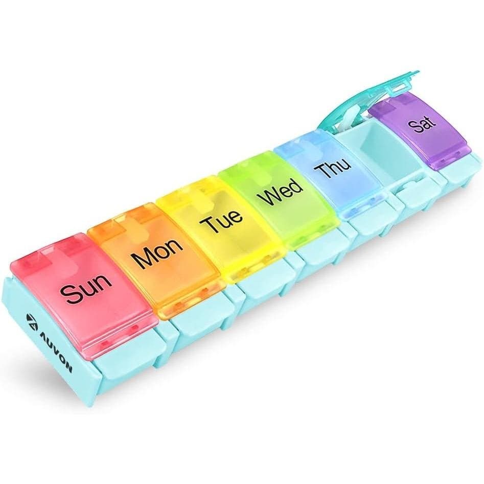 Organizador Semanal de Comprimidos AUVON, Ideal para Pessoas com Artrite, Livre de BPA, Estojo de Comprimidos para Viage