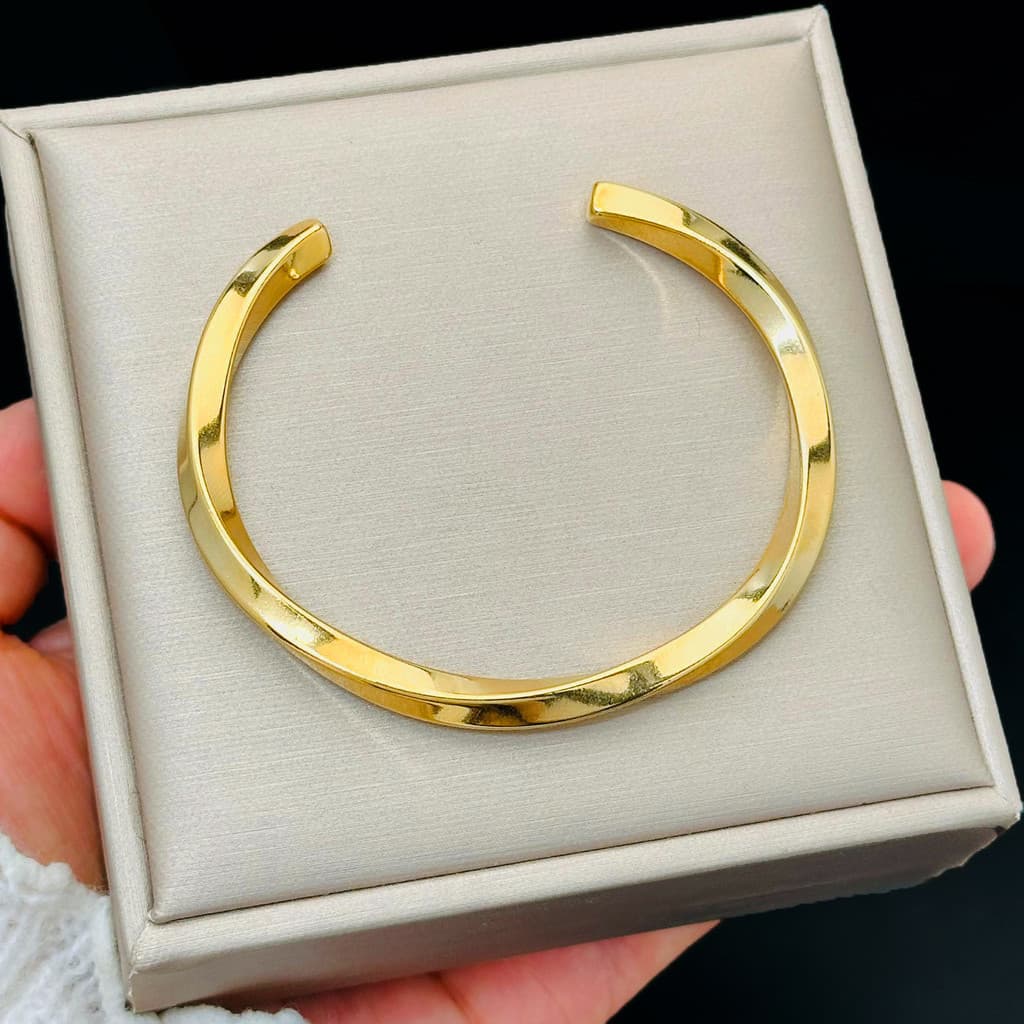 Pulseira Ht Mobius de Aço Titânio Torcido, design aberto simples, unissex, aço inoxidável que não desbota, EOBR EWBZ