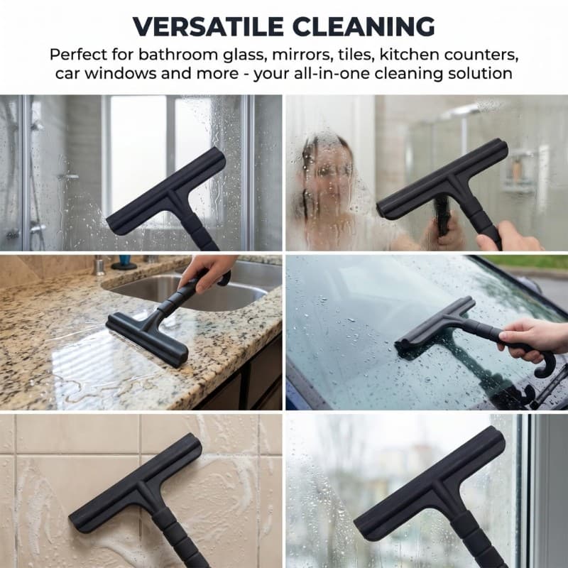 Rodo De Vidro Manual Yoo Com Alça De Gancho E Borda De Limpeza Plana Para Espelho De Porta De Chuveiro Uso De Bancada