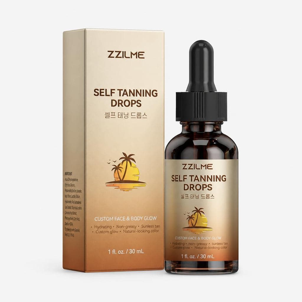 Gotas Autobronzeadoras para Rosto e Corpo - Brilho Personalizável com Niacinamida, Vitamina C e Ácido Hialurônico, Sérum