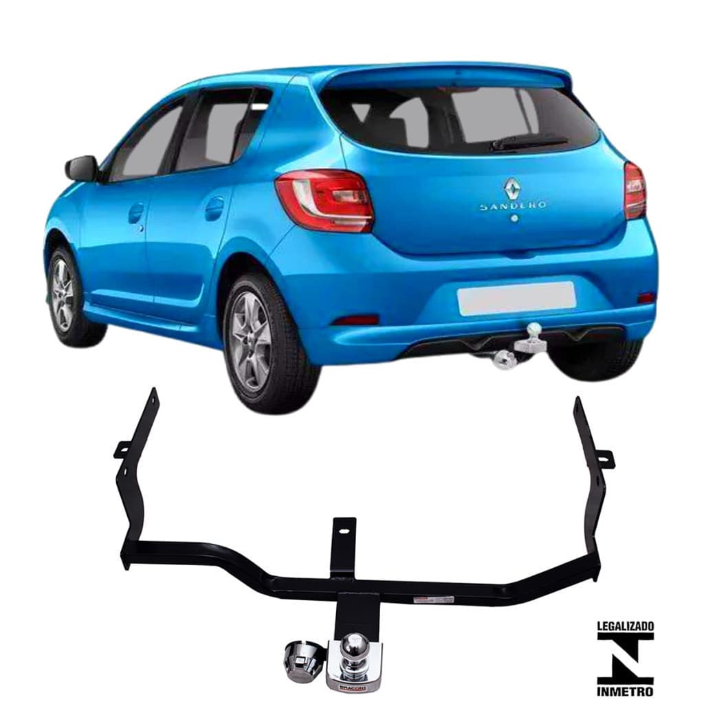 Engate Reboque Fixo Renault Sandero 2015 2016 2017 2018 2019 2020 2021 2022 2023 2024 Aco Capacidade Carga 500kg Inmetro